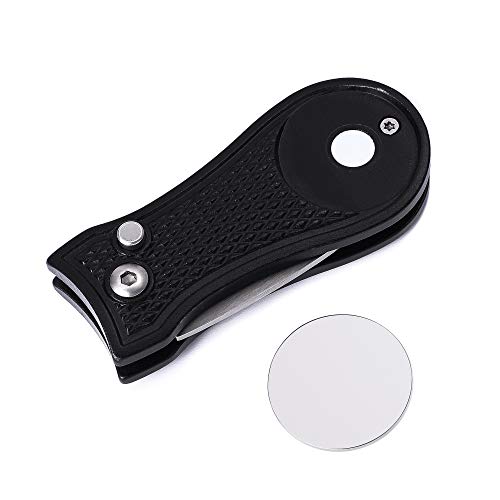 Mile High Life Microfiber Waffle Pattern Golf Towel | Club Groove Cleaner Brush | Foldable Divot Tool with Magnetic Ball Marker (Black w/red Towel/Brush/Bone Divot) - color: Black W/Red Towel/Brush/Bone Divot