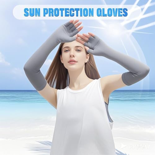 UV Protection Gloves - Non Slip Sunblock Gloves for Summer Outdoor Fishing & Driving - color: 2pairs Gray