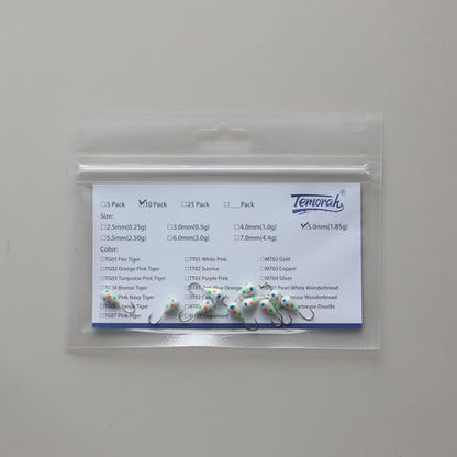 10 Pieces 3.0-6.0mm Teardrop Tungsten Ice Jig - color: SP01 Pearl White Wonderbread Glow, size: TIJ02 4MM 10PCS