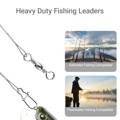 Atibin Stainless Steel Fishing Leaders Freshwater Fishing Rigs Wire Leaders Lures High Strength Wire Leader Fishing White Nickel - size: #5 (11.8in-60lb) 30pcs