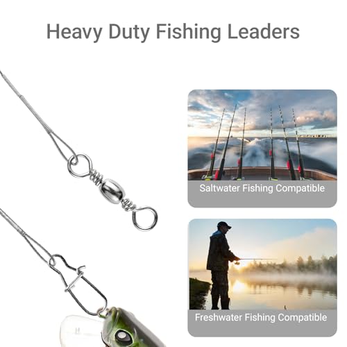 Atibin Stainless Steel Fishing Leaders Freshwater Fishing Rigs Wire Leaders Lures High Strength Wire Leader Fishing White Nickel - size: #2 (7.8in-30lb) 40pcs