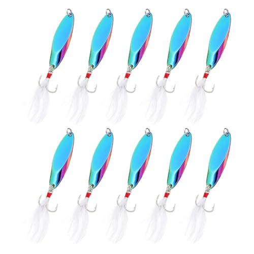 PATIKIL Fishing Spoons, Fishing Lures Casting Spoon Treble Hooks Jigs Hard Metal Spinner Baits - color: Multicolor, size: 3/8 oz