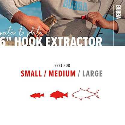 BUBBA Hook Extractor with Non-Slip Grip T-Handle with Marine Grade Stainless Steel Hook Extractor for Fishing and Angling - size: 6 inch