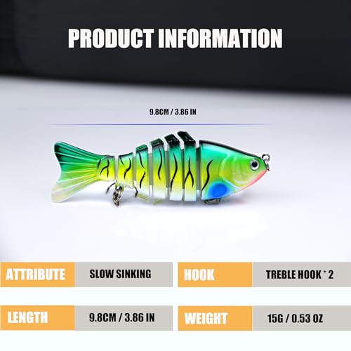 EXAURAFELIS Multi Jointed Swimbaits Fishing Lures for Bass Trout Perch Slow Sinking Lifelike Fishing Lure Kit Swimming Lures Freshwater Saltwater Tackle Box - color: ColorB - 7segment multi-jointed Swimbaits - 4 inch
