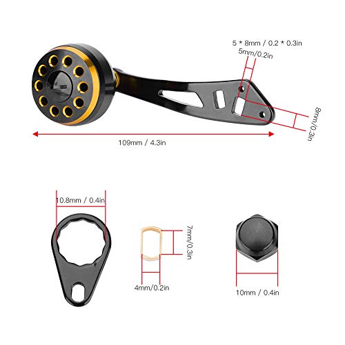 Fishing Reel Handle, Reel Replacement Power Handle, Reel Handle with Assembly Parts, Metal Fishing Spinning Reel Handle Grip for Abu Round Baitcast