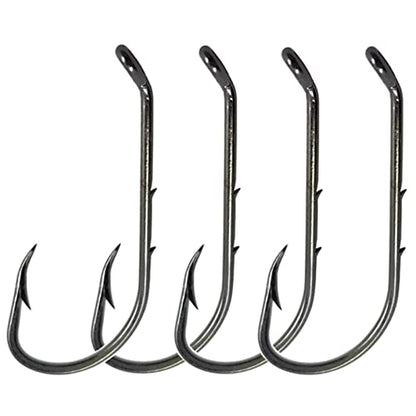 Baitholder Fishing Hooks 100pcs/ Pack Barbed Shank Down Eye Fishing Offset Hooks(8#-6/0) - size: 6/0-100PCS