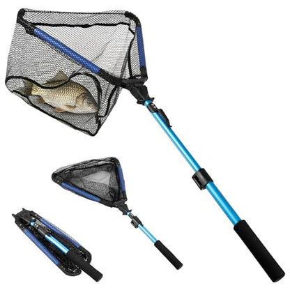Telescopic Fishing Landing Net, Foldable Aluminum Alloy Pole with Fine Nylon Mesh, Portable Fish Net for Freshwater Saltwater Kayak Boat, Fishing Gifts for Men - color: Floating Style - 1M