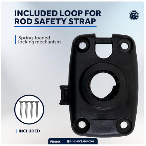 Five Oceans Fishing Rod Holder for Boat with Deck Mount Base, Black, High-Impact Nylon for Boats & Kayaks, Multiple Sizes - style: Compatible Spring-lock Base