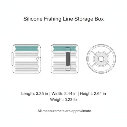 Silicone Fishing Line Spool Holder, Flexible Tackle Organizer for Main Line & Leaders, Compact Storage Box 3.35 x 2.44 x 2.64 Inches