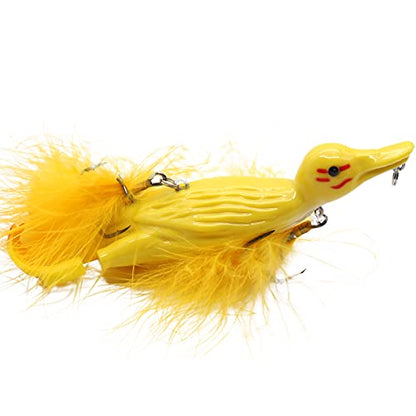 1piece 3D Duck Topwater Fishing Lure Yellow Duckling Floating Artificial Bait Plopping and Splashing Feet Hard Fishing Tackle Geer 12cm 28g - color: Yellow B