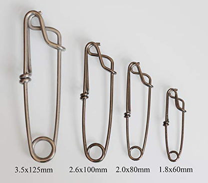 5pcs Longline Fishing Snap Clips Stainless Steel Floatline Tuna Clips 4 Sizes - size: 3.5mmx5.0inch-5pcs