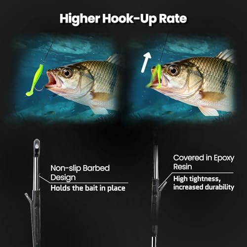 FishTrip Baitholder Worm Hooks, 30 Pack 3X Long Shank Bait Holder Fish Hook Double Barbed for Bass Fishing Freshwater Saltwater - size: 3/0_30pcs