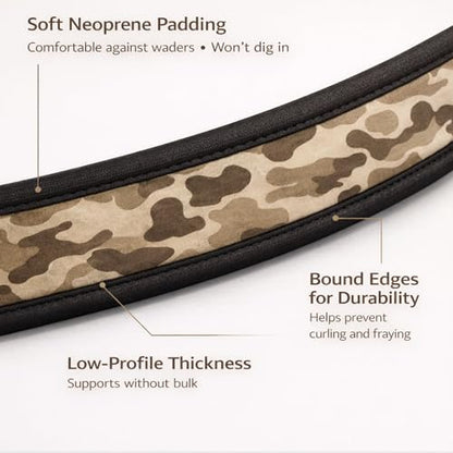 O’Pros Premium 2” Neoprene Adjustable (24” to 48”) Wading Belt – Fishing Wader Belt - color: Brown Camo