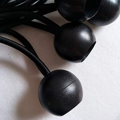 Ball Bungee Cords, 50 Packs, 6Inch Black Tie Down Cords for Tarp, Canopy Shelter, Wall Pipe, UV Resistant - size: 6 Inch