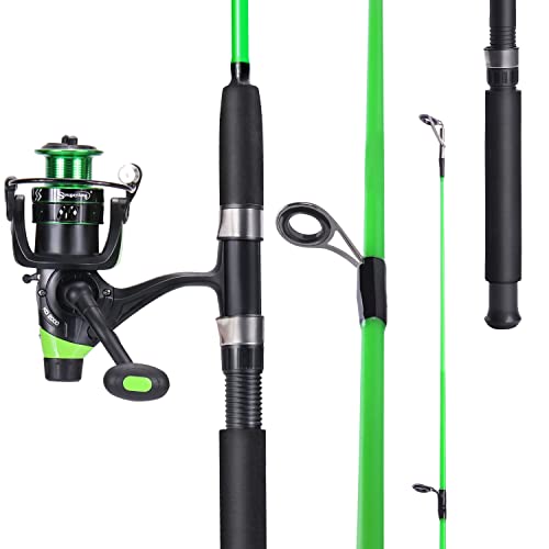 Sougayilang Catfish Fishing Rod and Reel Combo, 2-Piece Spinning Combo, Durable Graphite & Glass Blanks Fishing Pole for Crappie - color: Green-Fast-MH, size: 5.9ft and 2000 reel