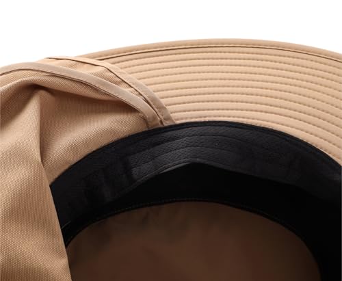 Connectyle UPF 50+ Wide Brim Sun Hat for Men Women UV Protection Fishing Hat with Neck Flap Outdoor Safari Bucket Hiking Hats - color: Dark Khaki