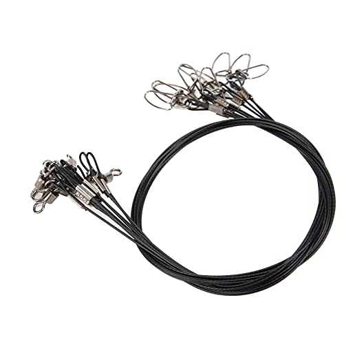 RiToEasysports Fishing Wire Line Leash, Anti Bite Steel Fishing Leader with Rolling, for Sea Boat Deep Sea - color: Black