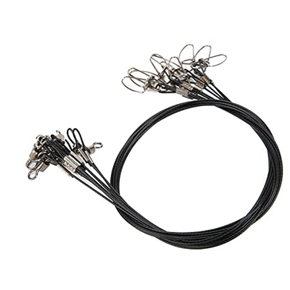 RiToEasysports Fishing Wire Line Leash, Anti Bite Steel Fishing Leader with Rolling, for Sea Boat Deep Sea - color: Black