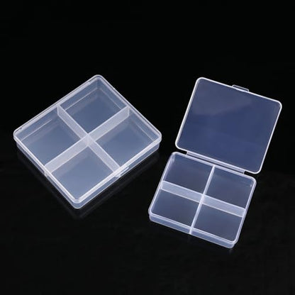 2 Pack Clear Plastic Bead Storage Containers 4 Grid Organizer Box Small Compartment Organizer Box Fishing Lure Box Tackle Box Organizer Multi Compartment Storage Box Utility Container Case