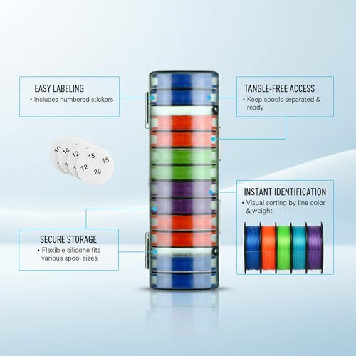 Silicone Fishing Line Spool Organizer Box with Number Stickers for Tackle Storage and Gear Organization - size: 10.24 x 2.44 x 6.93 in