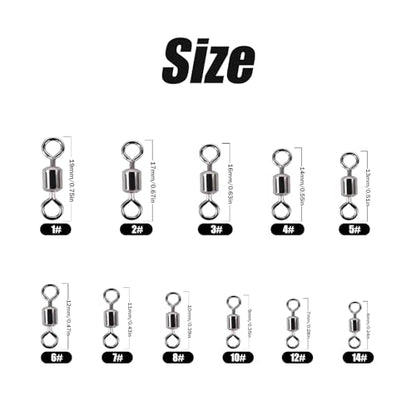 Ball Bearing Fishing Swivels Silver 100pcs FS/ZH-01 | Corrosion Resistant,Barrel Swivel Tackle Swivel Gear,for Freshwater and Saltwater - size: 4#