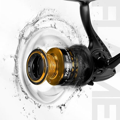 Piscifun Flame Spinning Reels, Lightweight 9+1BB Ultra Smooth Spinning Fishing Reels, 19.8LBs Max Drag - color: Gold, size: 2000