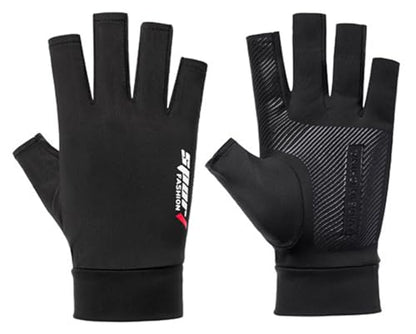 Eohak Men UV Protection Fishing Gloves Summer Non Slip Fingerless Gloves for Driving Hiking Cycling Gloves