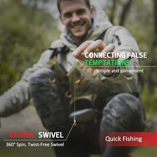 40Pcs Anti-Bite Wire Fishing Leaders with Swivel Snap | Multi-Strand Stainless Steel Fishing Leader Line for Lures, Bait Rigs & Hooks, Pike and Bass Fishing, 8in/10in/12in - size: 8in_20cm_40pcs