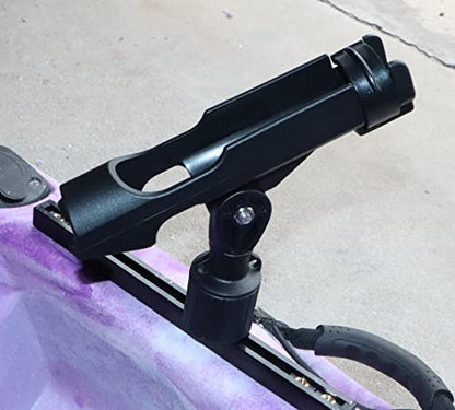 New Upgrade 360 Degrees MiniPort Fishing Rod Holder with Mini Rod Holder,Rod Holder with Track Mounting Base Kit with Installation Accessories and Tools - style: Round Base and Fishing Rod Socket