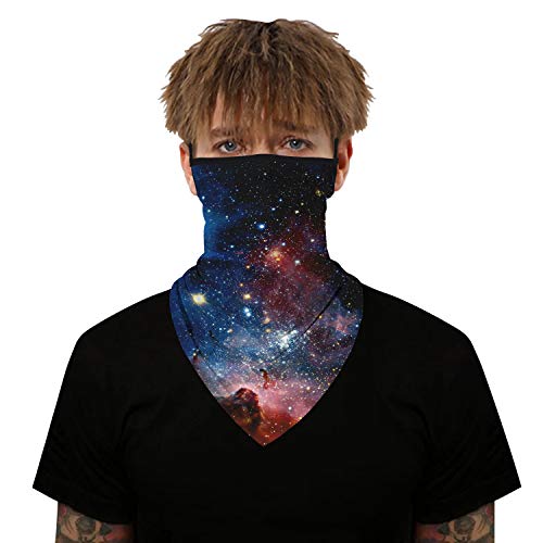 YAYOUREL Neck Gaiter Face Mask Bandanas for Men Women UV Face Scarf Cover Ear Loop Hole Facemask for Fishing Running Cycling - color: Black Pink White