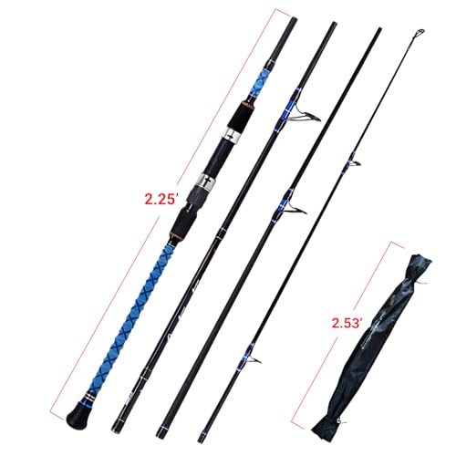 Fiblink Surf Spinning Fishing Rod Carbon Travel Surf Rod 2 Piece/3 Piece/4 Piece Spinning Fishing Rod 9'/10'/11'/12'/15' - style: 4pc 9ft---spinning