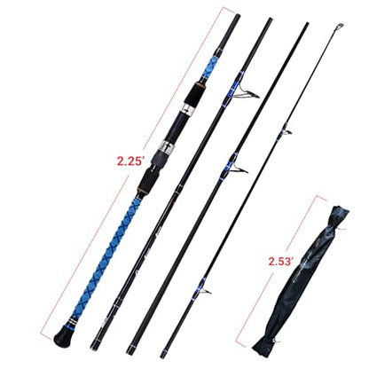 Fiblink Surf Spinning Fishing Rod Carbon Travel Surf Rod 2 Piece/3 Piece/4 Piece Spinning Fishing Rod 9'/10'/11'/12'/15' - style: 4pc 9ft---spinning
