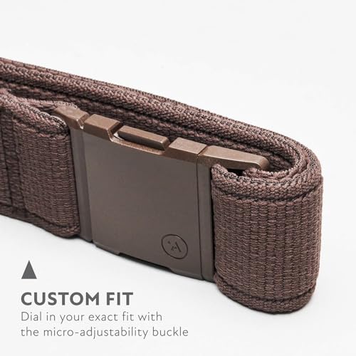 Arcade Belts A2 Unisex Adventure Belt: Heavy Duty Stretch, Metal Free Buckle - color: Atlas - Med Brown, size: Standard (Up to 40"); 1.5" Wide