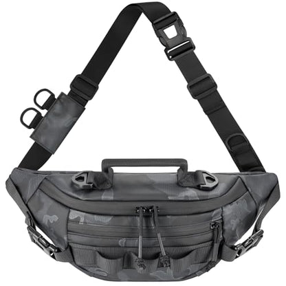 THKFISH Fishing Waist Pack, Fishing Tackle Bag Waterproof Fanny Pack for Women & Men Portable Sling Bag - color: Black Camo-REGULAR