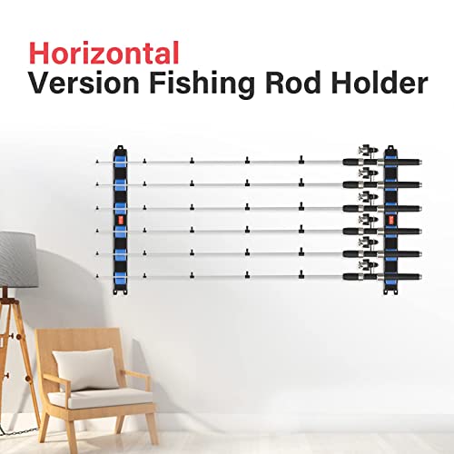 Fishing Rod Holders Wall-Mounted – Simple Deluxe Fishing Rod Rack, Great Fishing Pole Holder for Garage Blue