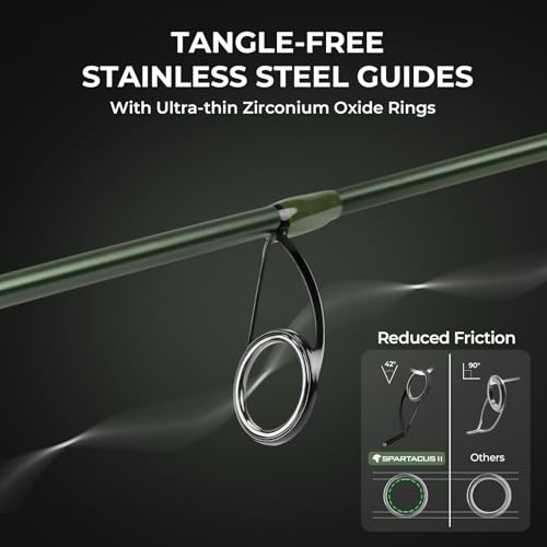 KastKing Spartacus II Twin-Tip Fishing Rod and Reel Combo, Spinning & Casting Combo, Fishing Poles and Reels Combo, KastFlex IM6 Graphite Blanks, 2-Piece Rods with Extra Tip - style: Spin-6'2'' Ml-2000 Reel (2 Pcs+ Extra Tip)