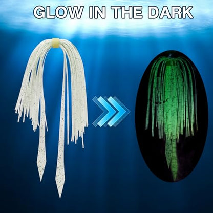 Riverruns Silicone Jig Skirts Fishing Lure Skirt Replacement for Spinnerbaits Bass Buzzbaits Fishing Jigs Fishing Lures Craw Jig Trailers Bass Skirts - color: 10PC 8890 Banded Silicone Skirt With Tail