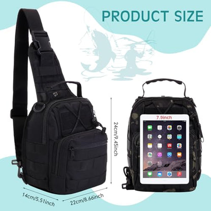 Abbylike 2 Pcs Small Fly Fishing Sling Waterproof Fishing Backpack Outdoor 600d Oxford Cloth Tackle Bag with Multiple Storage Compartments Ideal for Fish Catching Hiking Travel