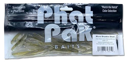 Phat Pak Baits - Micro Drunkin Shad Tiny Fluke Style LiveScope FFS Soft Jerkbait 2.5" 30ct Soft Plastic BFS Bass Fishing Lure - color: Baby Bass