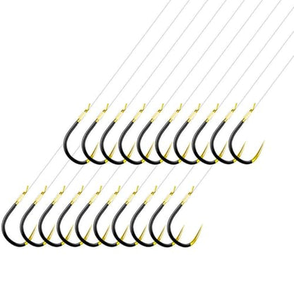 AMHDV Small Barbless Fishing Hook with Line, Tiny Fish Hooks and Leader (Pack of 20) - size: 10# (3.3-6.6lb)