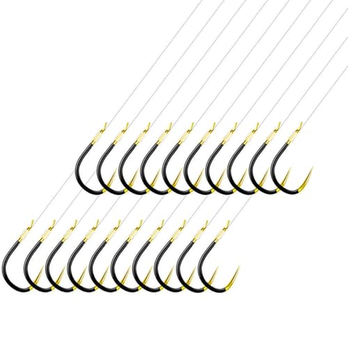 AMHDV Small Barbless Fishing Hook with Line, Tiny Fish Hooks and Leader (Pack of 20) - size: 12# (2.2-4.4lb)
