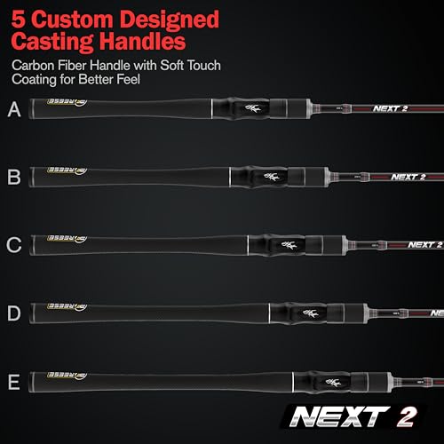 Next 2 Freshwater Bass Fishing Rod, Casting, Carbon Fiber | Fishing Pole For Jigs, Crankbaits, Swimbaits & Glide Baits, 6-40 lb, 3/16-8.3 oz, Graphite & Fiberglass, Carbon Fiber Grips - size: 6'10" MH, FAST (6104C)