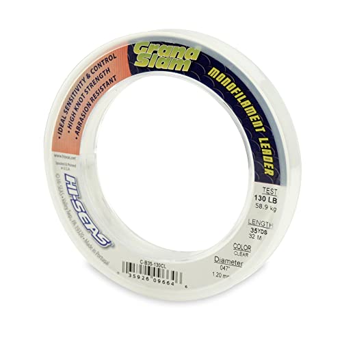 HI-SEAS Grand Slam Monofilament Fishing Leader - Superior Strong Clear Black, for Freshwater & Saltwater Big Game Bottom Fishing, Trolling - color: Clear, style: 35 Yd, 130 Lb, .047 in / 1.20 Mm