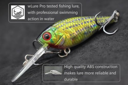 Minnow Crankbait for Bass Fishing Bass Lure Jerkbait Fishing Lures and Tackle Box - color: HC549KB