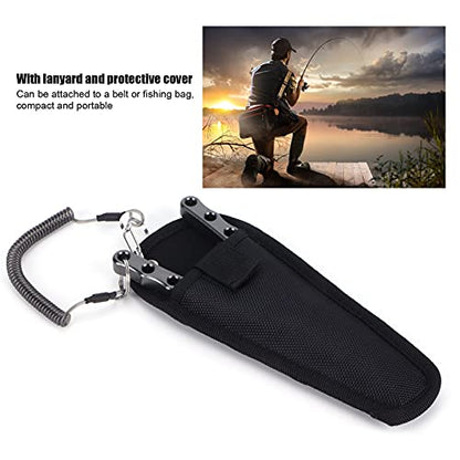 Fishing Pliers Saltwater, Split Pliers Hook Remover, with Safety Lock, Split Pliers Tools, with Sheath and Lanyard, Aluminum Alloy Multi Function Fish Tools - color: Gray