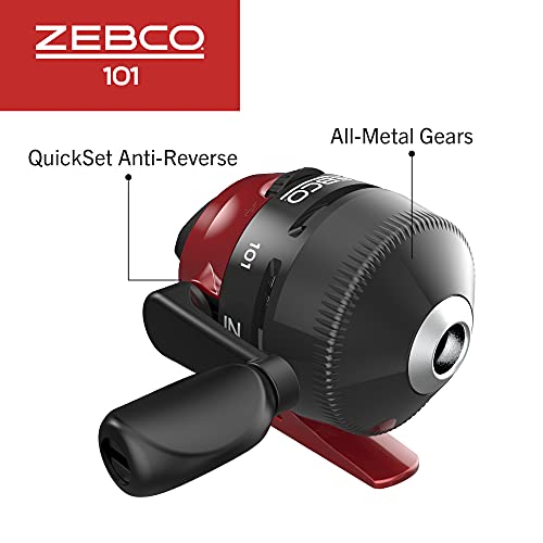 Zebco 101 Spincast Reel and Fishing Rod Combo, 5-Foot 2-Piece Fiberglass Fishing Pole with EVA Handle, Size 20 Reel, Quickset Anti-Reverse Fishing Reel, Right-Hand Retrieve, Black/Red
