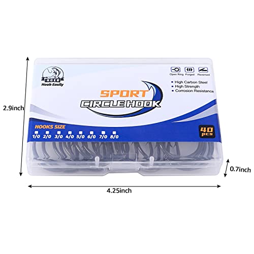 UCEC Circle Hooks Fishing Hooks 2X Strong Offset Circle Hooks Saltwater Black High Carbon Steel Octopus Catfish Hooks Fishing Gear Tackle 150pcs/ 240pcs - Size:#1 1/0 2/0 3/0 4/0 5/0 6/0 8/0 - color: Silver One Size, size: 40pcs, 5/0