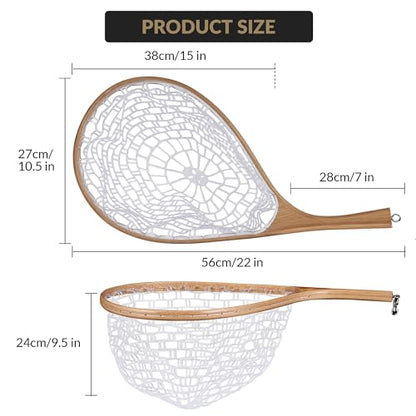 Wooden Fishing Nets - Rubber Fishingnets, Fly Fishing Dipnets, Fishing Nets with Handles - color: White, style: White Silicone Mesh