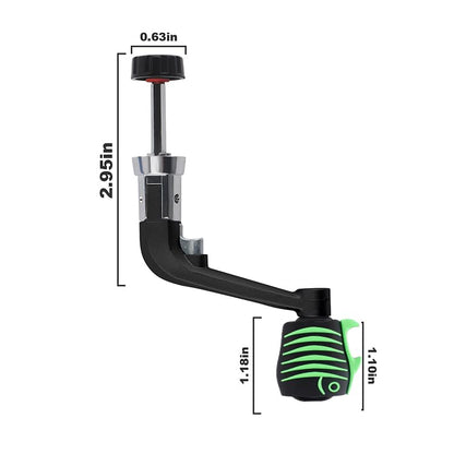 Fishing Reel Replacement Handle with Knob Covers, Spinning Casting Baitcaster Reel Grip Parts Universal Rocker Arm Non-Slip Rubber Sleeve - color: Black Handles & Fish-shaped Knob Covers