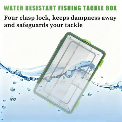 8 Pcs Fishing Tackle Boxes with Adjustable Dividers Waterproof Clear Fishing Tackle Storage Organizer Airtight Plastic Tackle Box for Lure Bait Hook Terminal Tackle(Large)